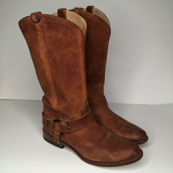 Frye Brown Leather Combat & Moto Boots - Picture 1 of 11